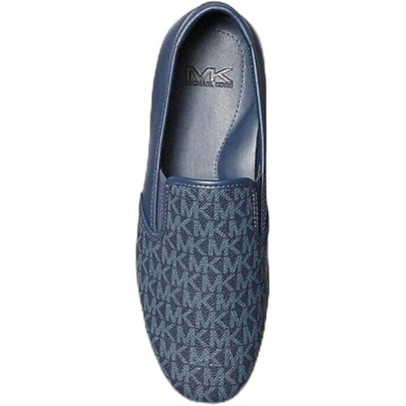 Michael Kors CAL Slip on Fashion Sneakers Men's Blue 100% Leather  Round Toe - Picture 2 of 5